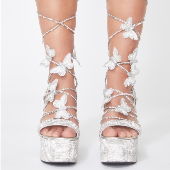 lace up butterfly heels